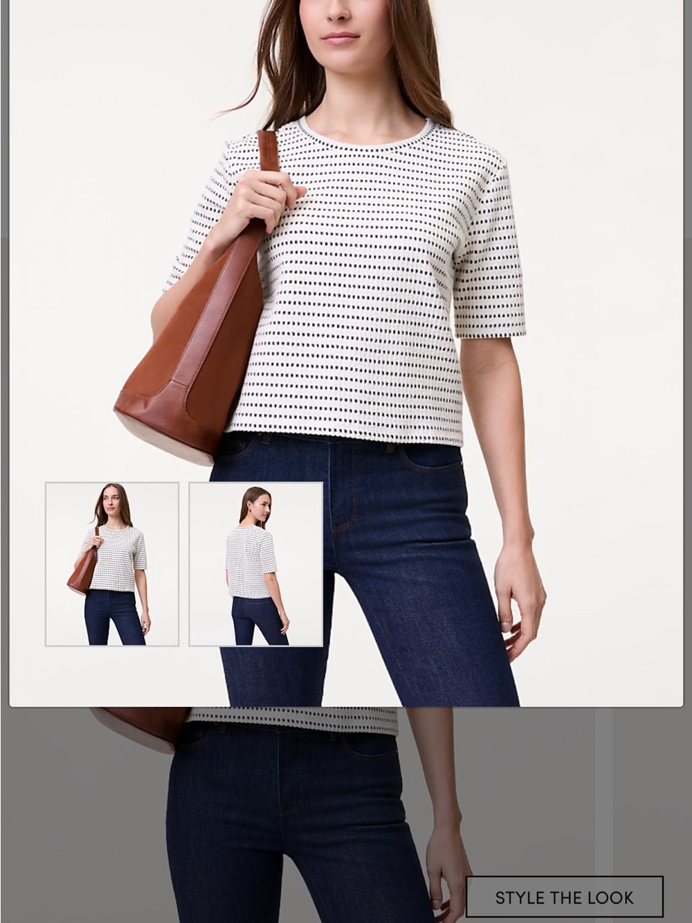 Ann Taylor Short Sleeve Eyelet Boxy Top in White and Black
